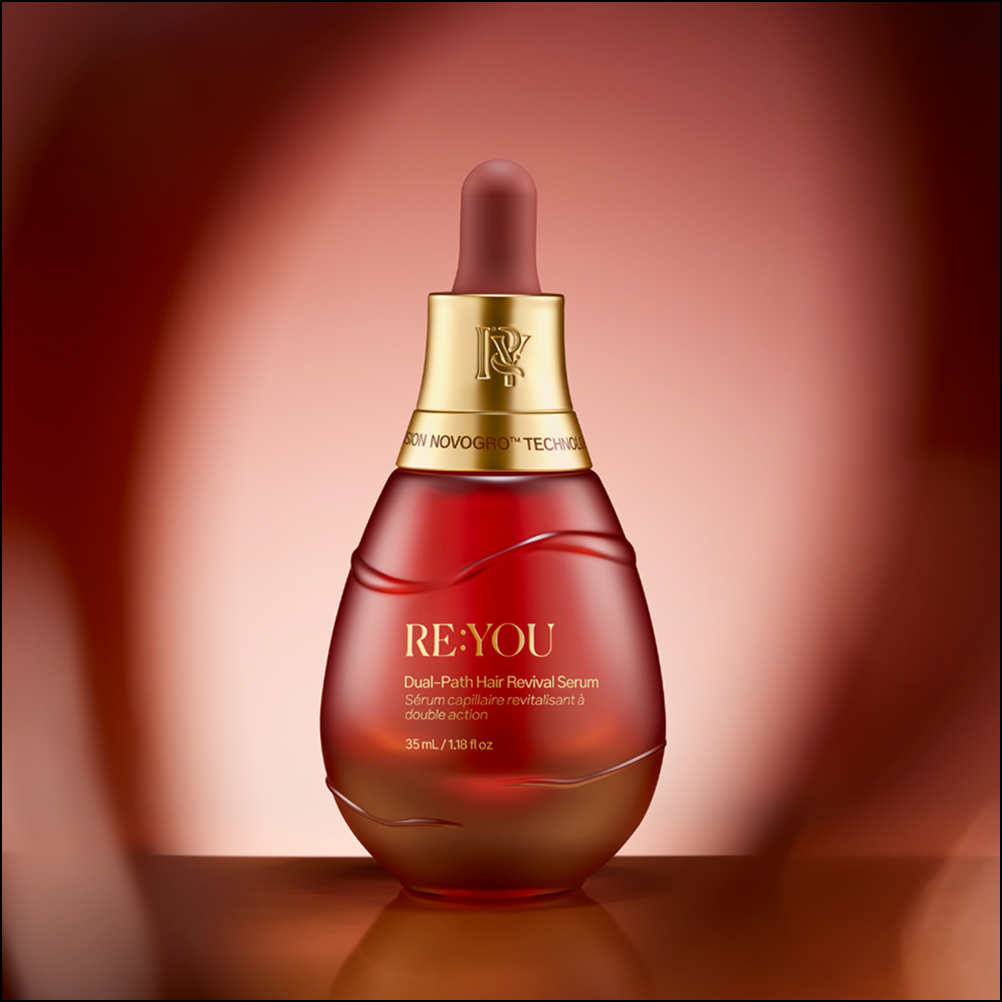 RE:YOU Dual-Path Hair Revival Serum bottle with NOVOGRO technology