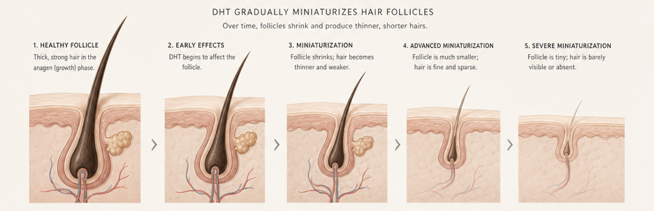 How DHT drives hair thinning by miniaturizing the follicle